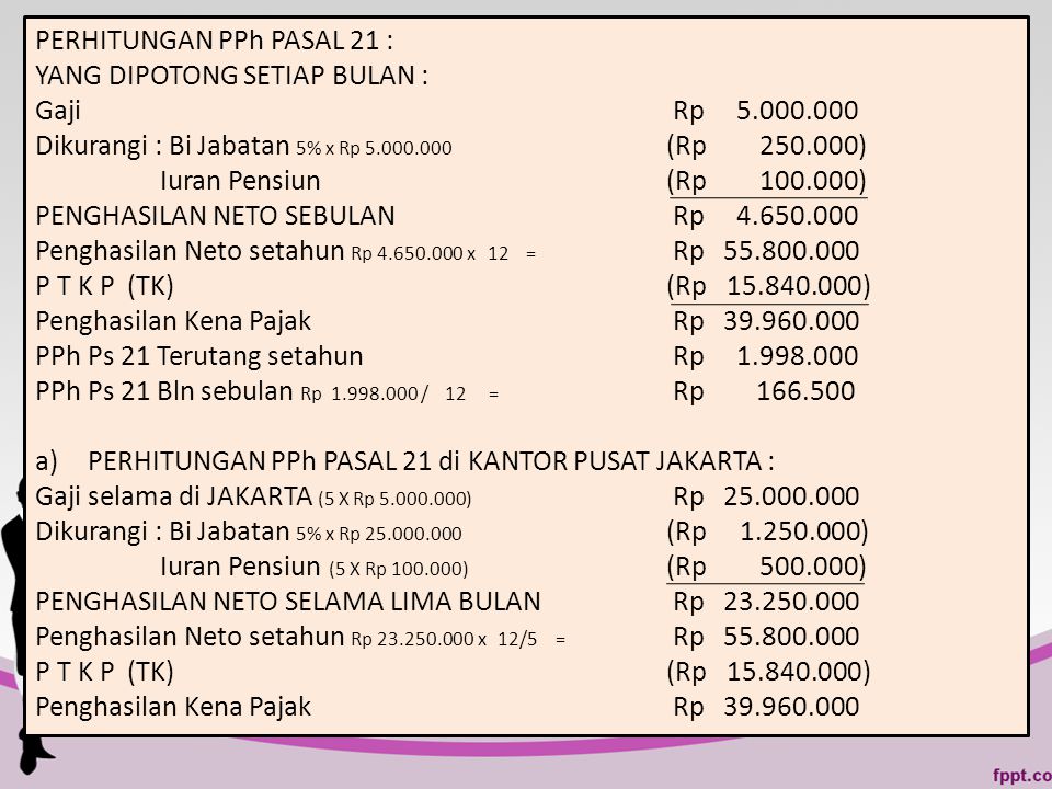 Contoh Soal Perhitungan Pajak Penghasilan Bahan Kuliah Perpajakan